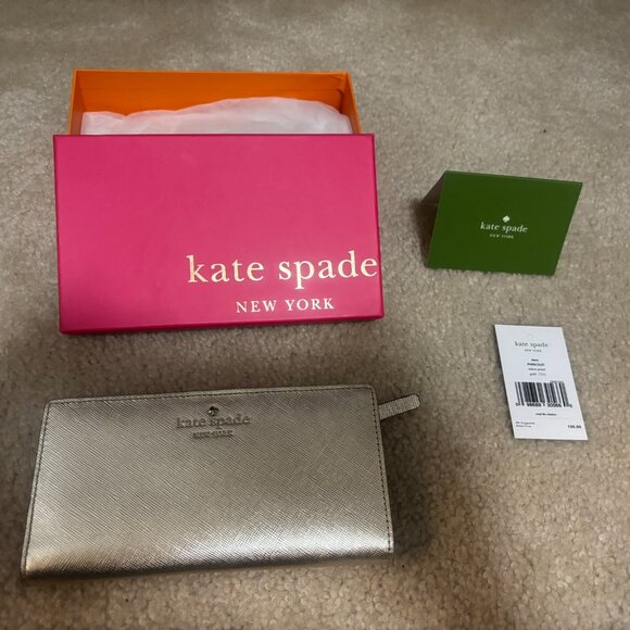 EUC Kate Spade gold bifold wallet - Picture 1 of 11